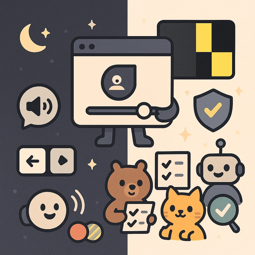 Accessibility tooling preview for dark mode and high-contrast testing