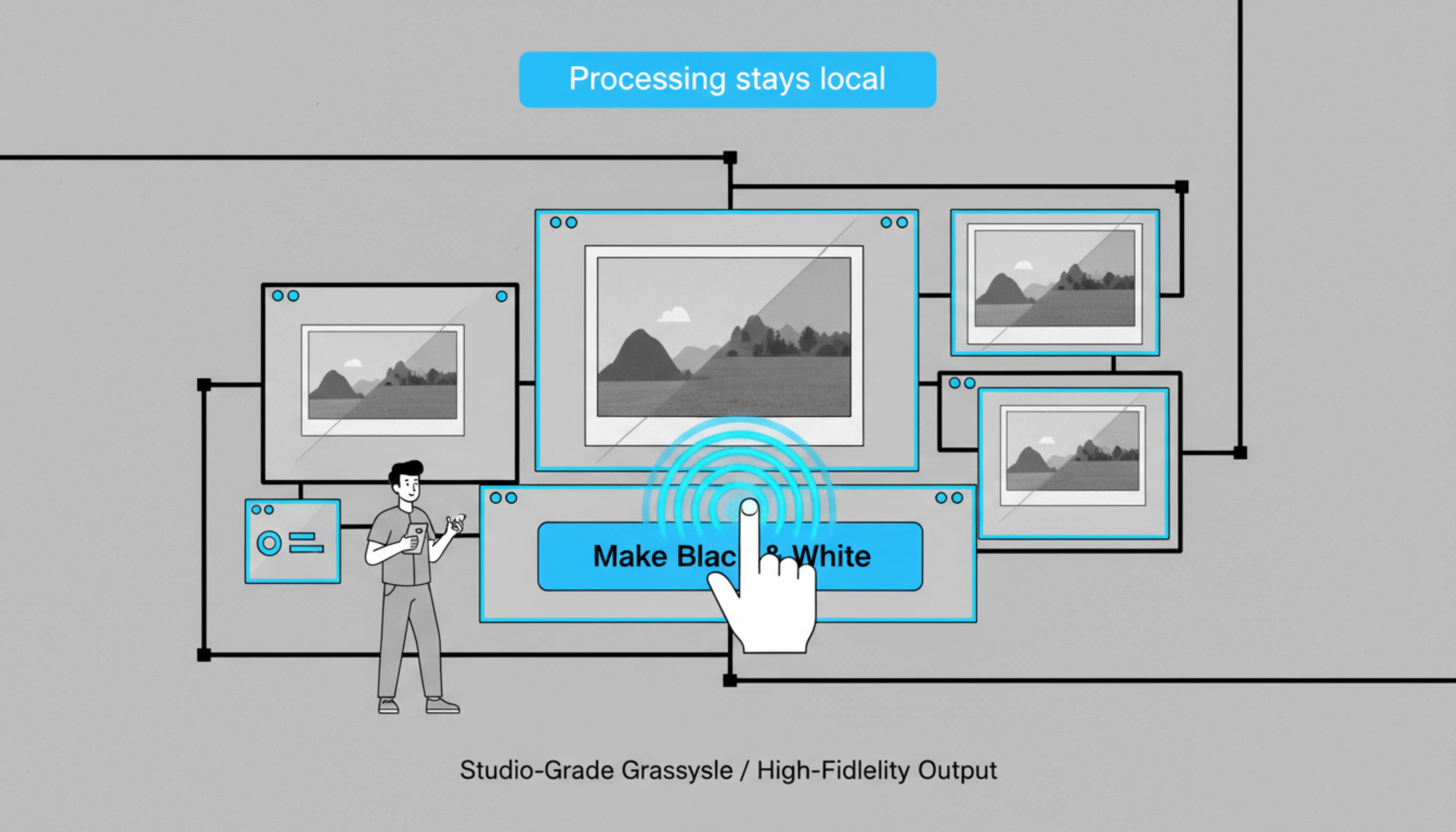 黑白图片转换器中突出显示生成黑白按钮