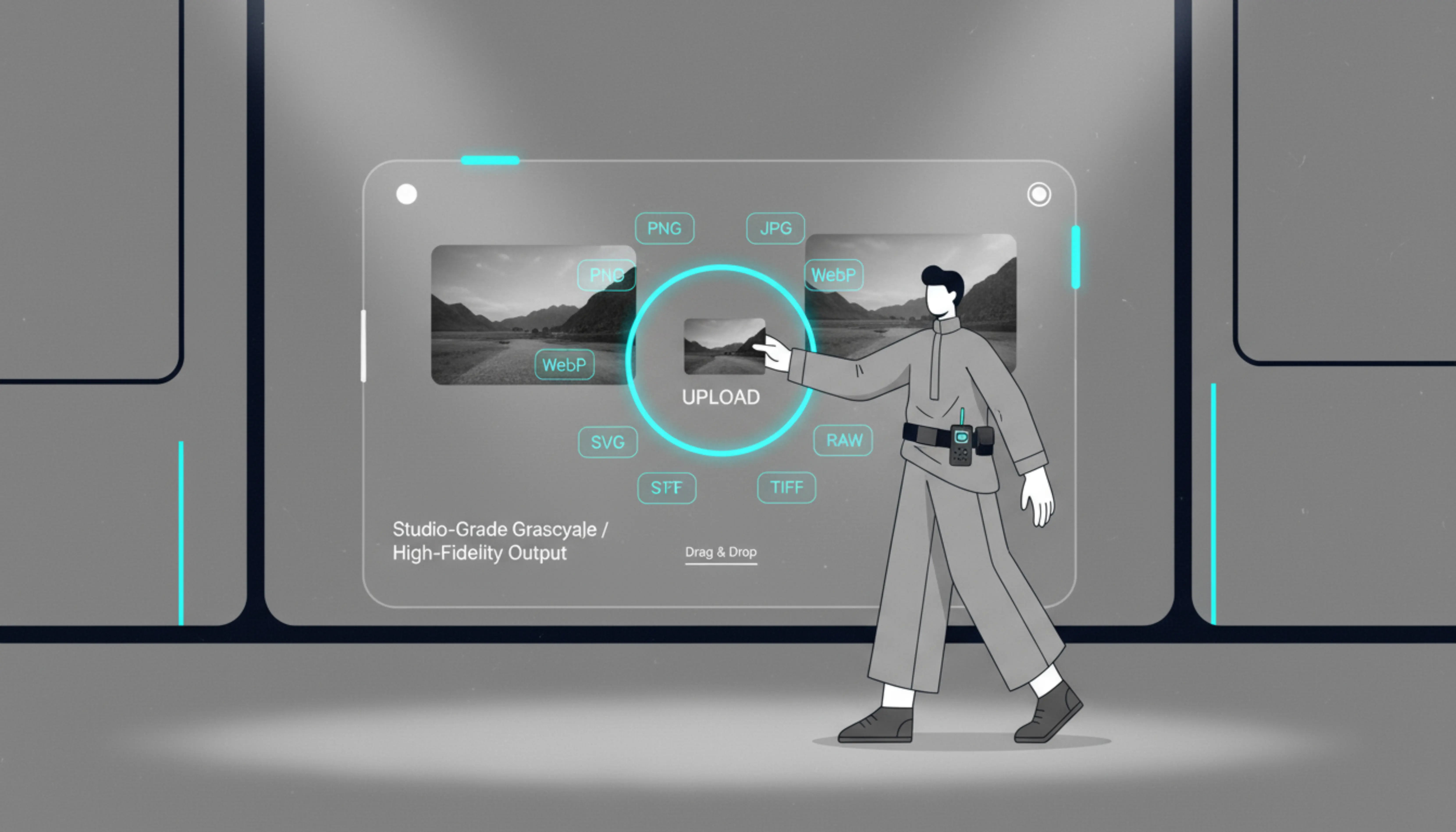 用户把图片拖进黑白图片转换器的上传区域